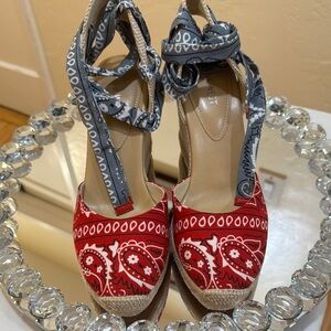 Nine West Red and Gray Wedge Shoes